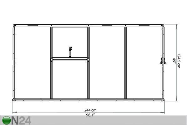 Seinäkasvihuone Palram Hybrid 2,44x1,24 m, 3,04 m²