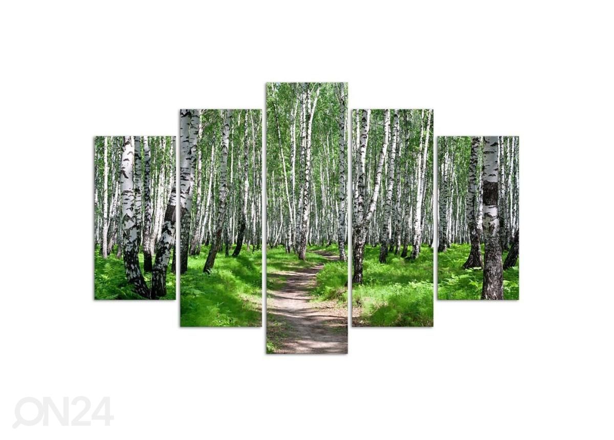 5-osainen sisustustaulu Birch forest 100x70 cm kuvasuurennos