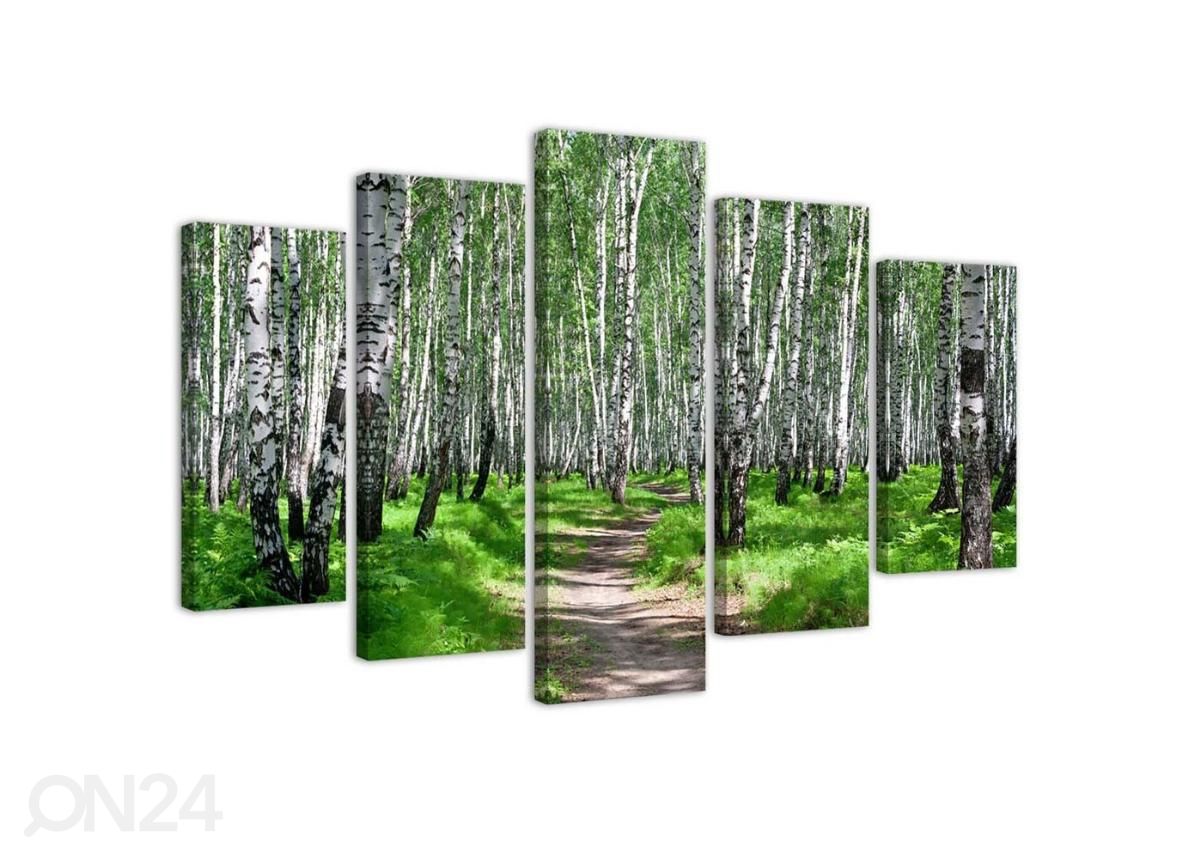 5-osainen sisustustaulu Birch forest 100x70 cm kuvasuurennos