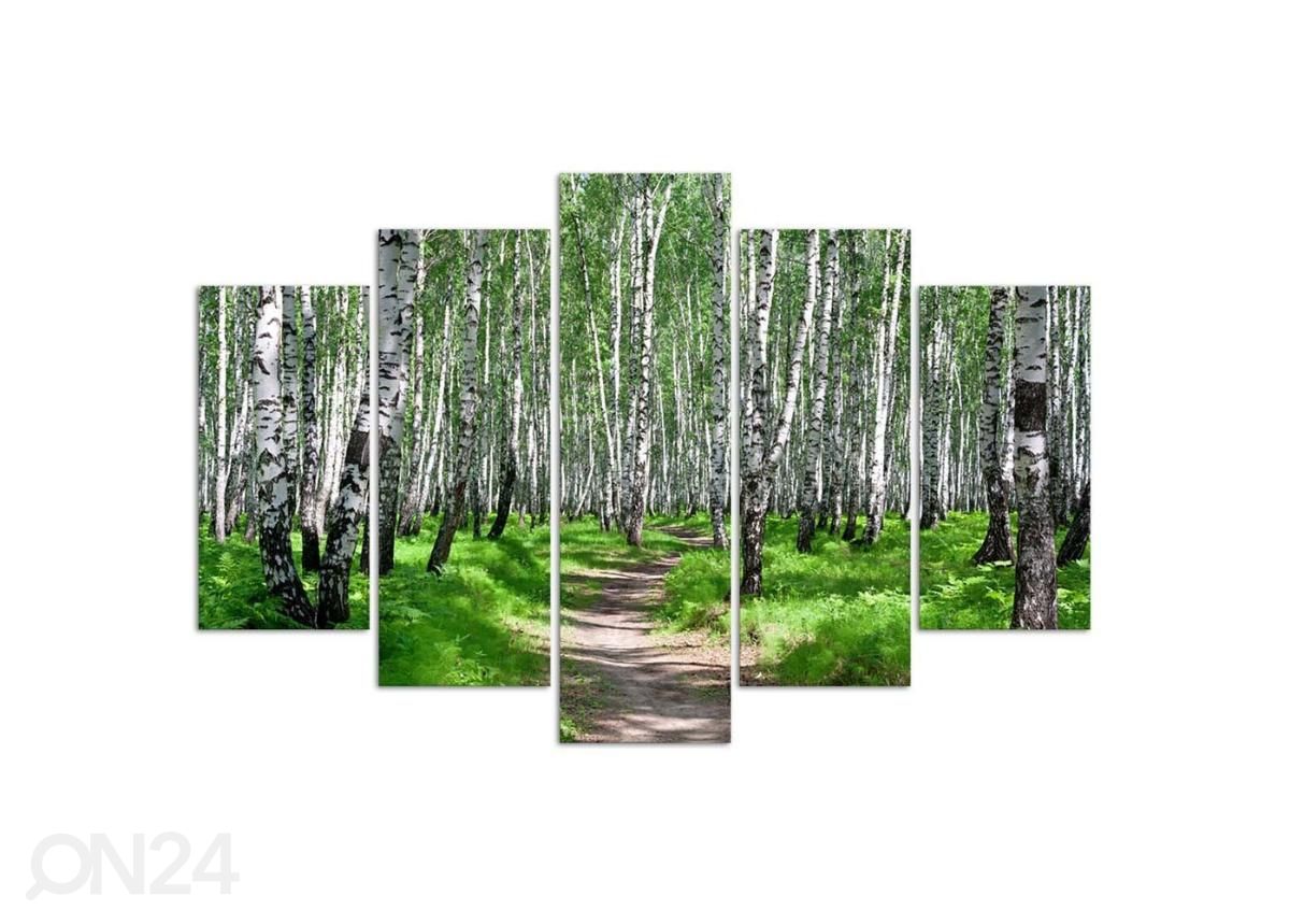 5-osainen sisustustaulu Birch forest 150x100 cm kuvasuurennos