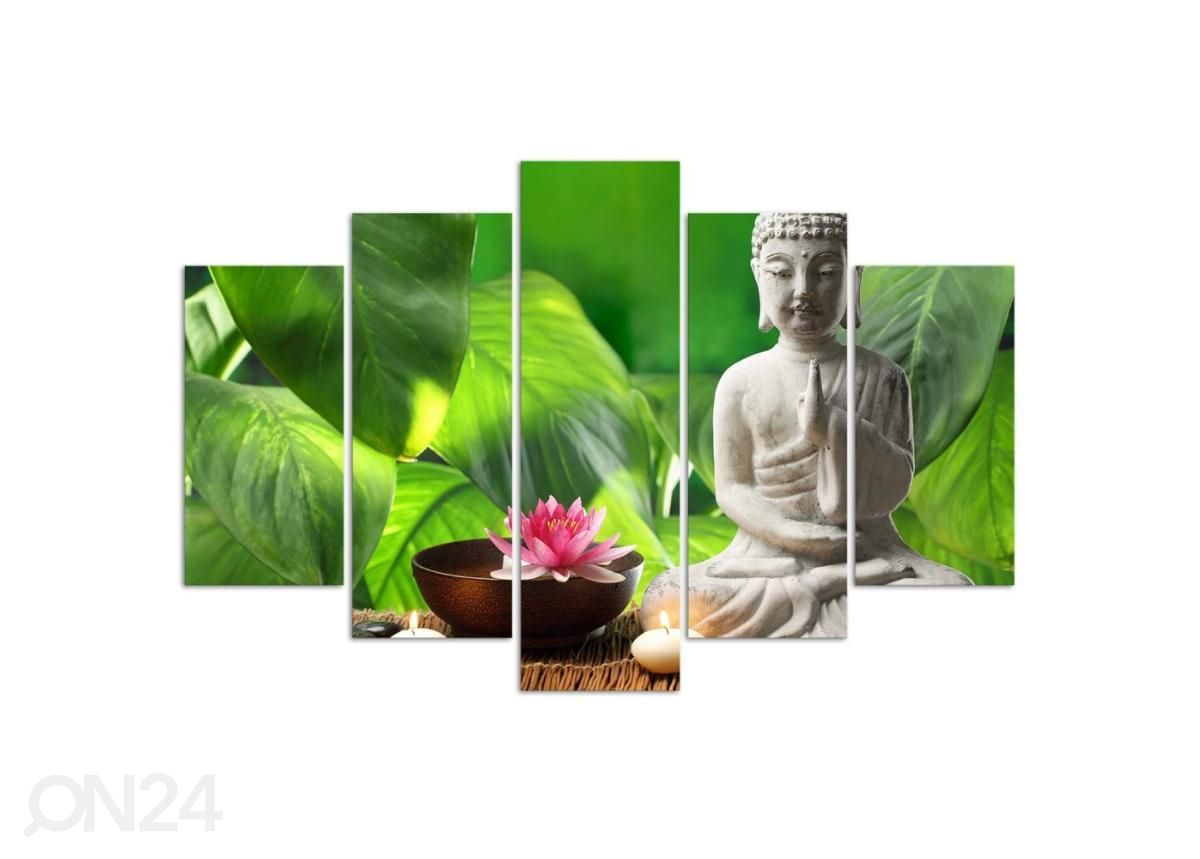 5-osainen sisustustaulu Buddha among plants 100x70 cm kuvasuurennos