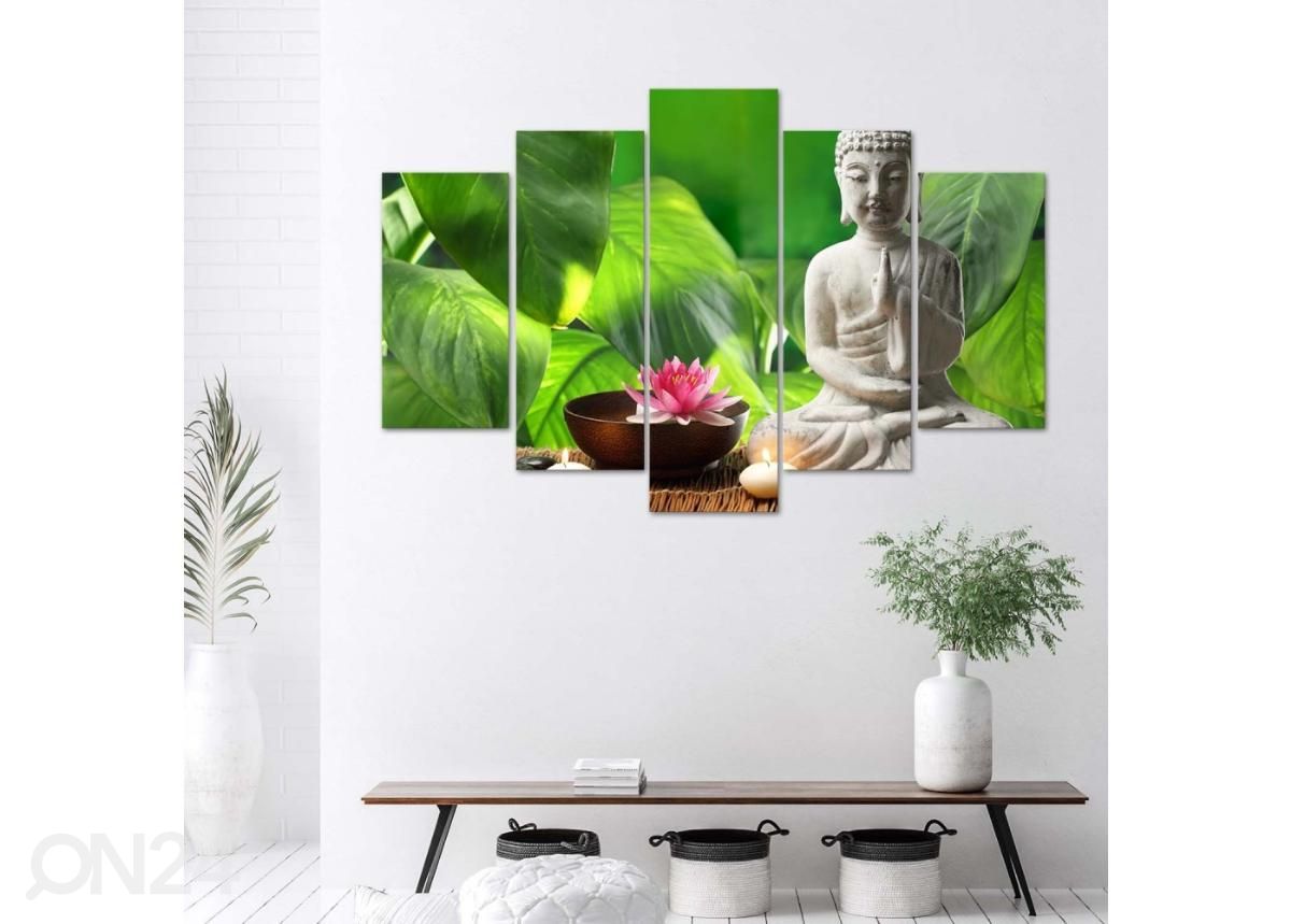 5-osainen sisustustaulu Buddha among plants 150x100 cm kuvasuurennos