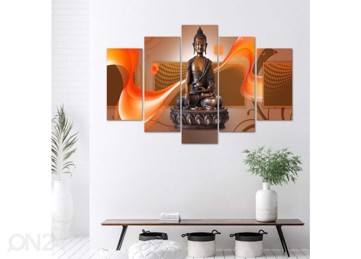 5-osainen sisustustaulu Buddha on abstract background 100x70 cm kuvasuurennos