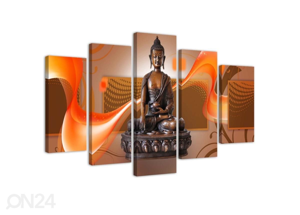 5-osainen sisustustaulu Buddha on abstract background 100x70 cm kuvasuurennos