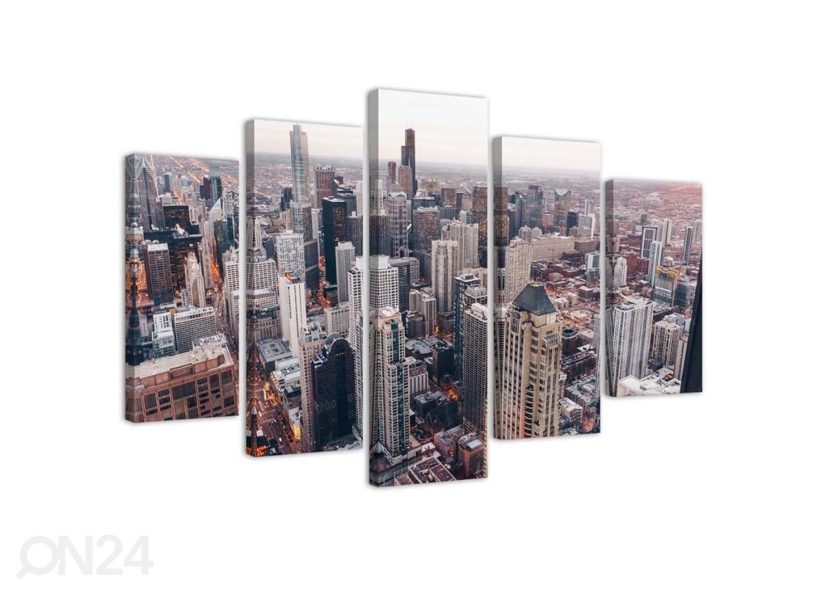 5-osainen sisustustaulu Chicago Skyscrapers 150x100 cm kuvasuurennos