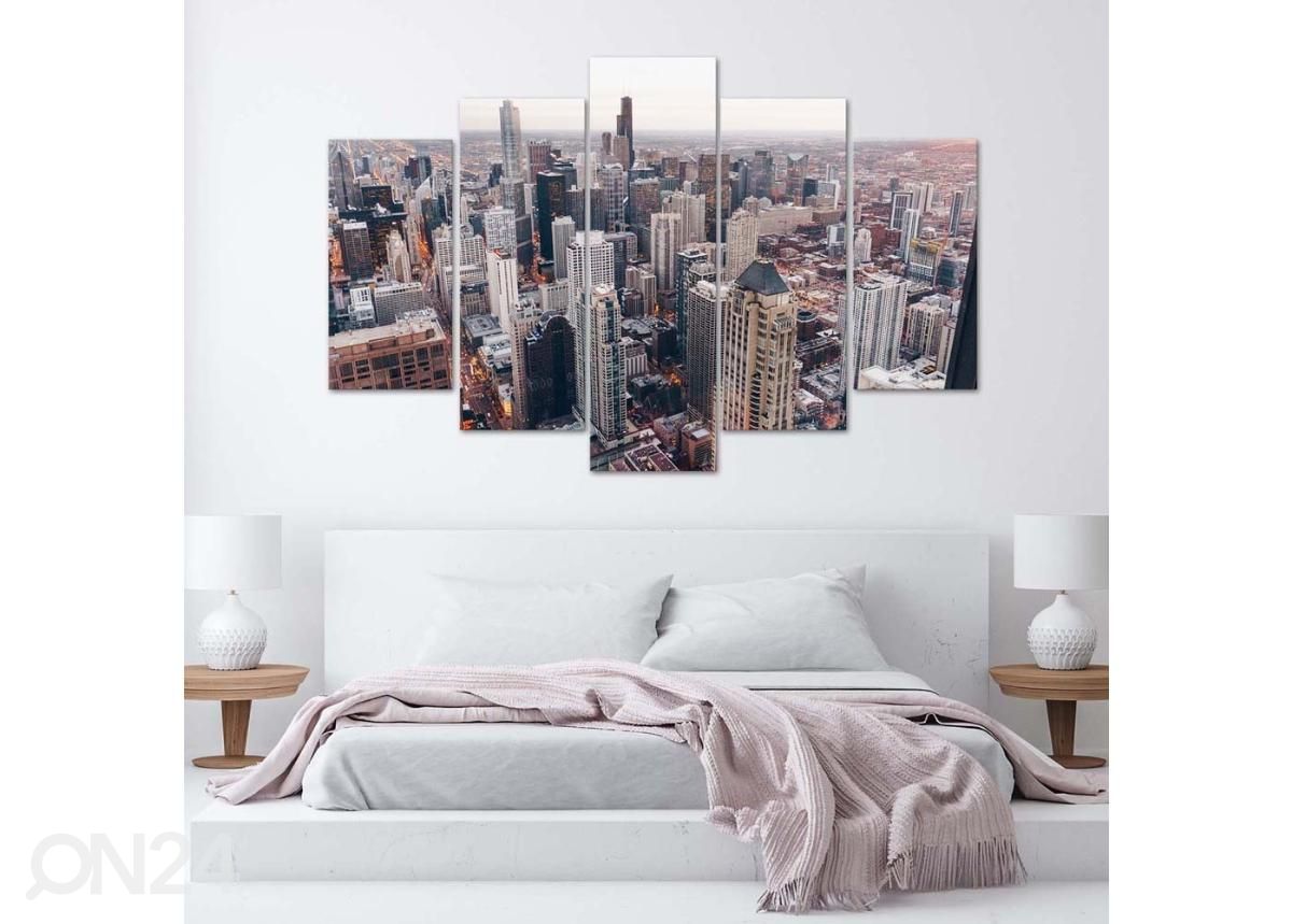 5-osainen sisustustaulu Chicago Skyscrapers 200x100 cm kuvasuurennos