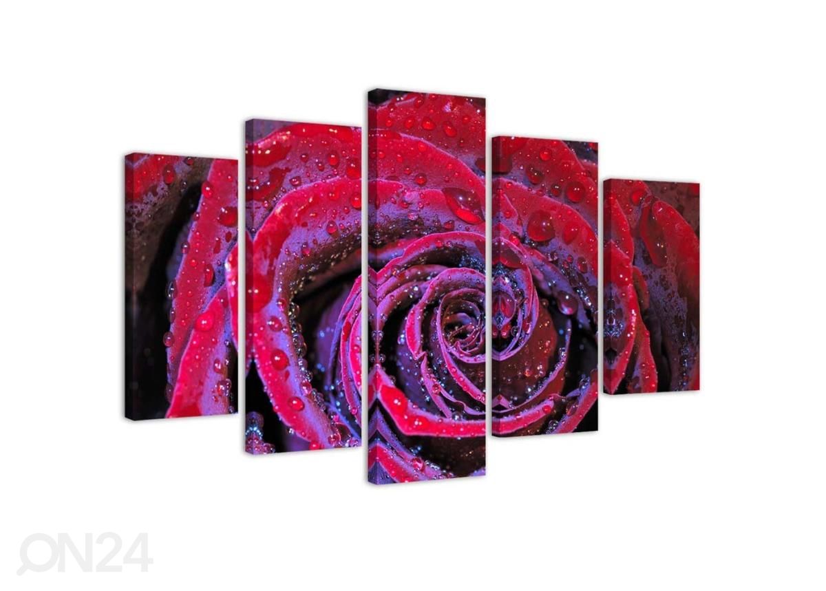 5-osainen sisustustaulu Dew rose 100x70 cm kuvasuurennos