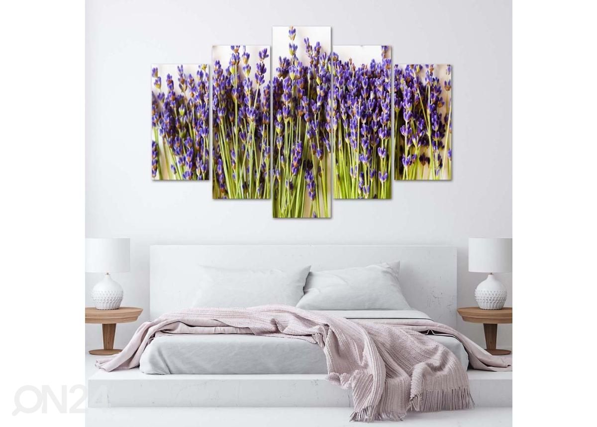 5-osainen sisustustaulu Lavender 100x70 cm kuvasuurennos