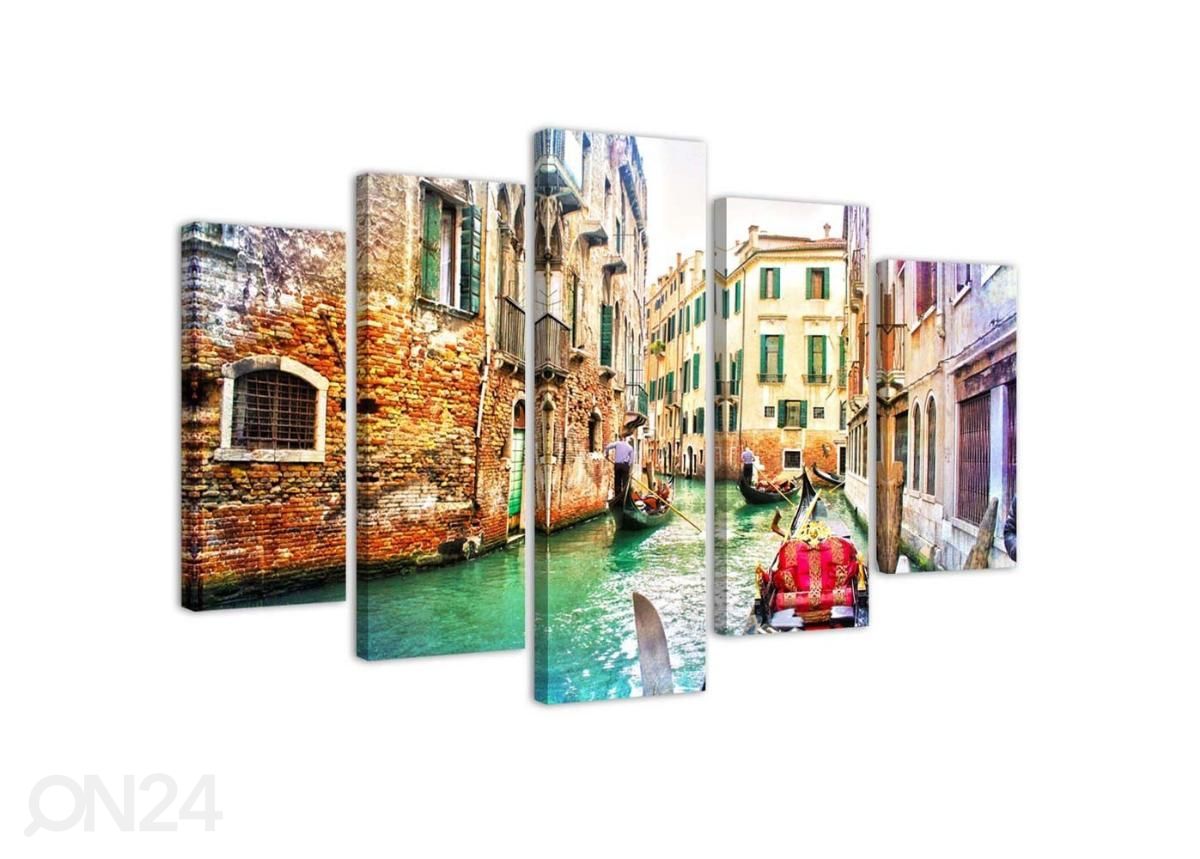 5-osainen sisustustaulu Trip to Venice 100x70 cm kuvasuurennos