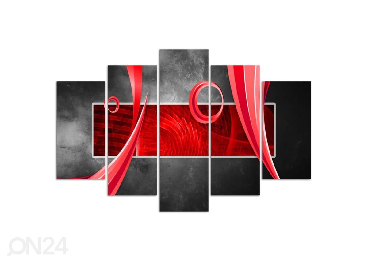 5-osainen taulu Abstract Red Rectangle 100x70 cm kuvasuurennos