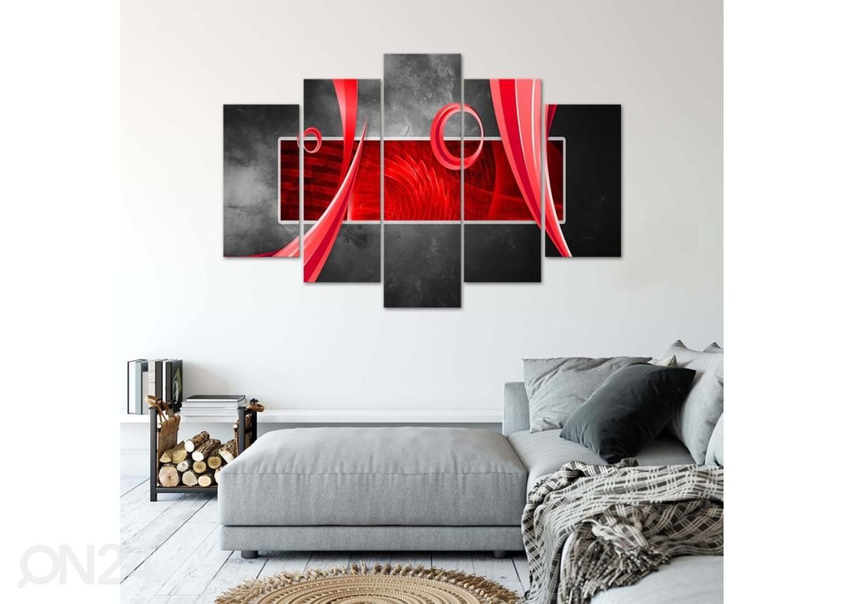 5-osainen taulu Abstract Red Rectangle 150x100 cm kuvasuurennos