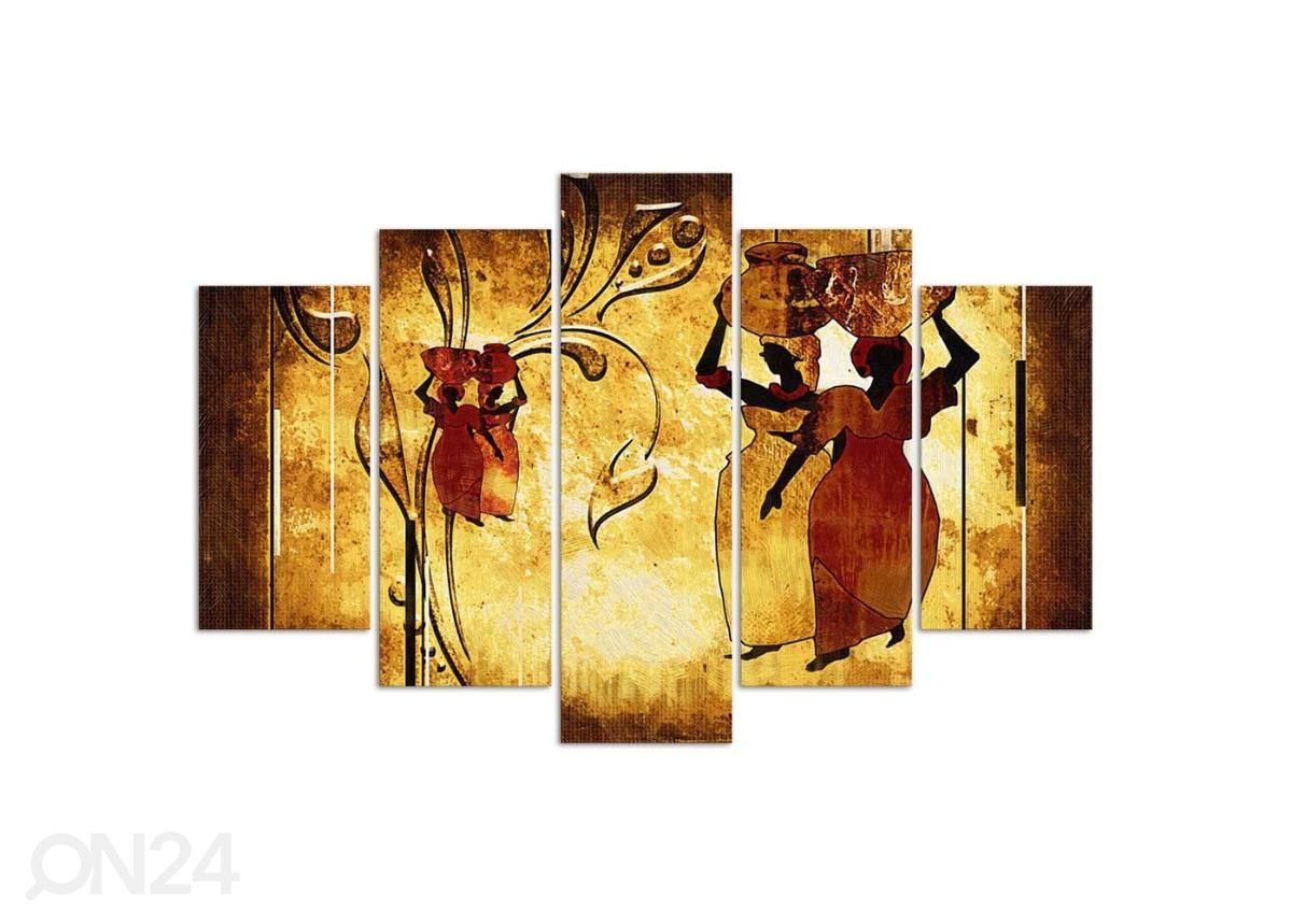 5-osainen taulu African Women 3 100x70 cm kuvasuurennos