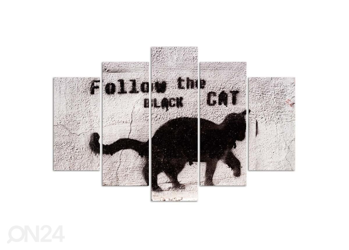 5-osainen taulu Black cat 100x70 cm kuvasuurennos