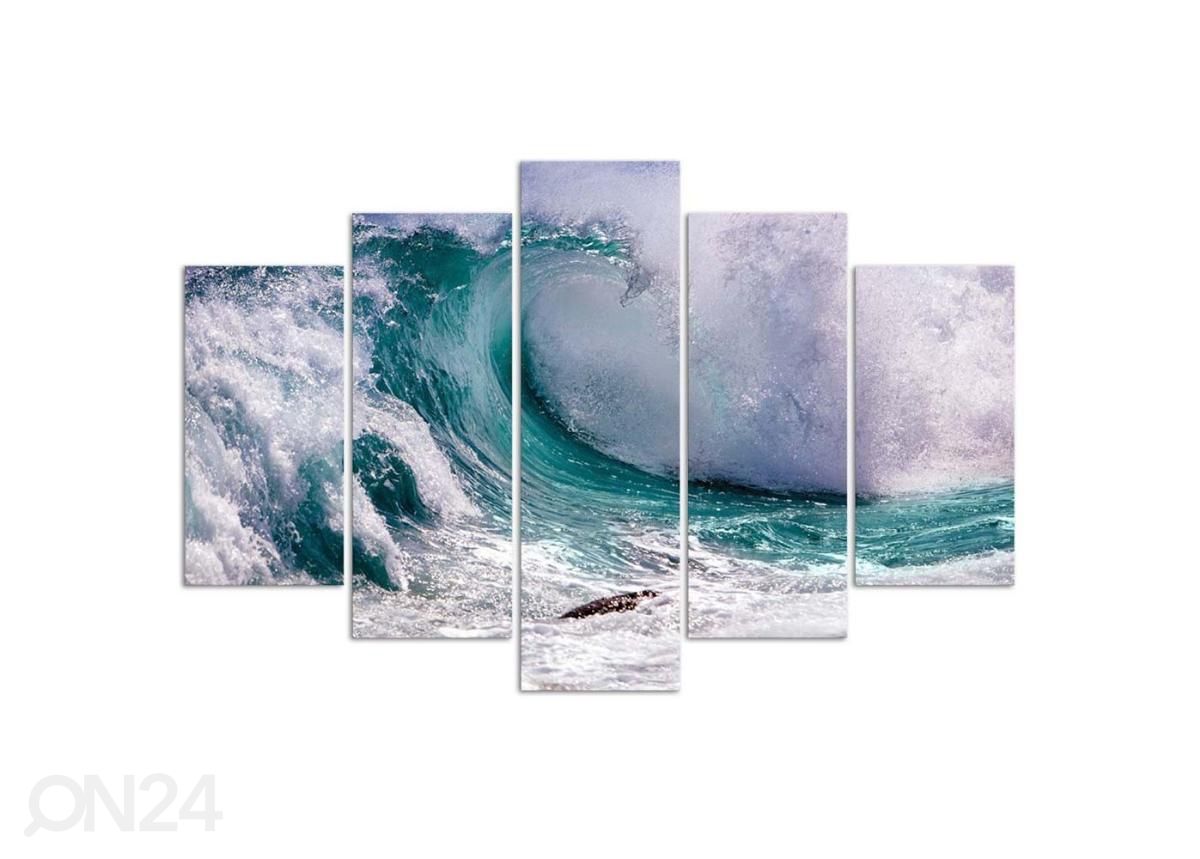 5-osainen taulu Foaming Wave 100x70 cm kuvasuurennos
