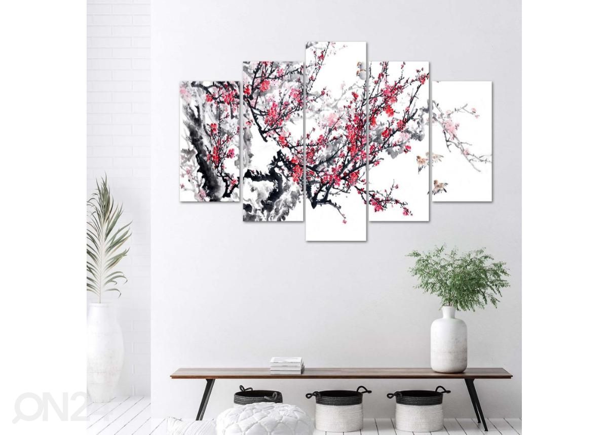 5-osainen taulu Japanese Cherry 200x100 cm kuvasuurennos