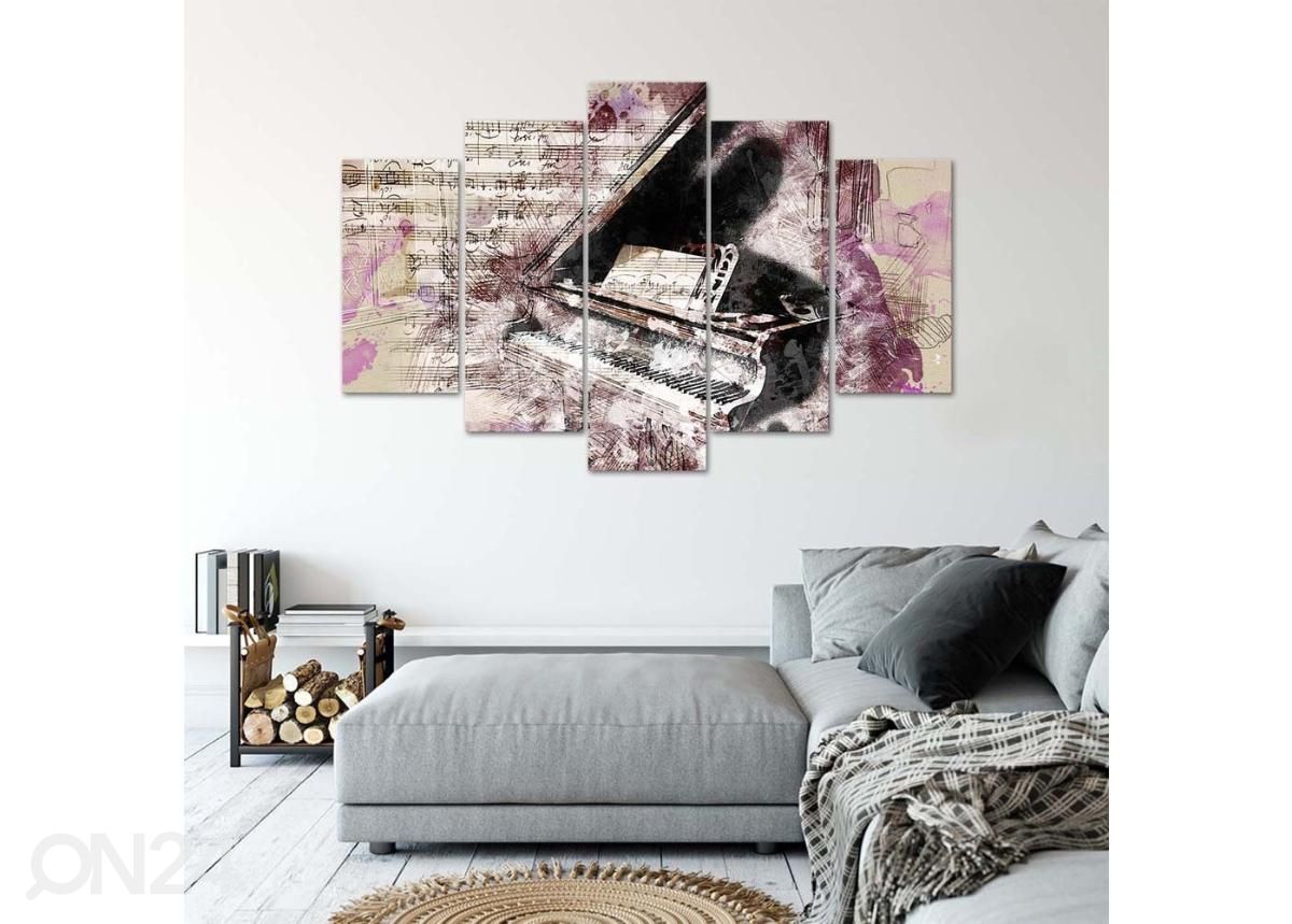 5-osainen taulu Piano - abstraction 100x70 cm kuvasuurennos