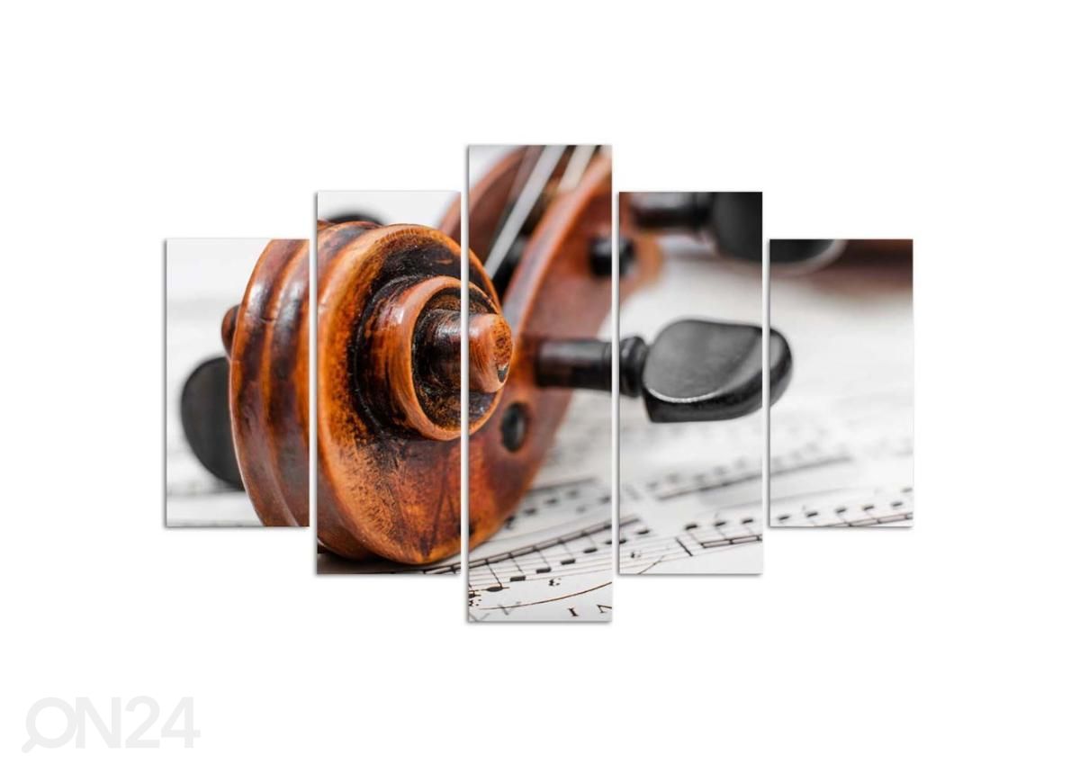 5-osainen taulu Violin and Sheet Music 100x70 cm kuvasuurennos