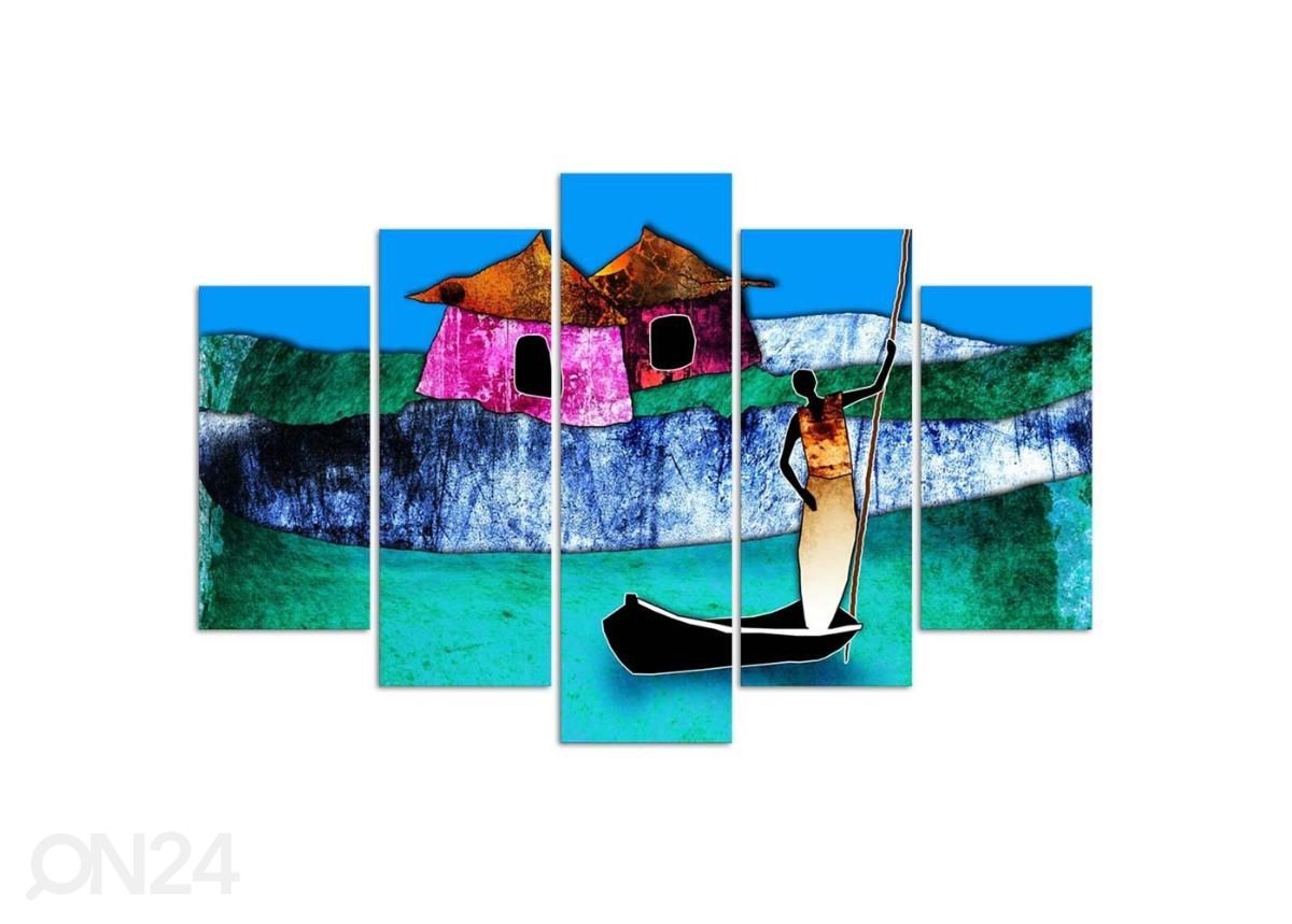 5-osainen taulu Woman in a Boat 100x70 cm kuvasuurennos