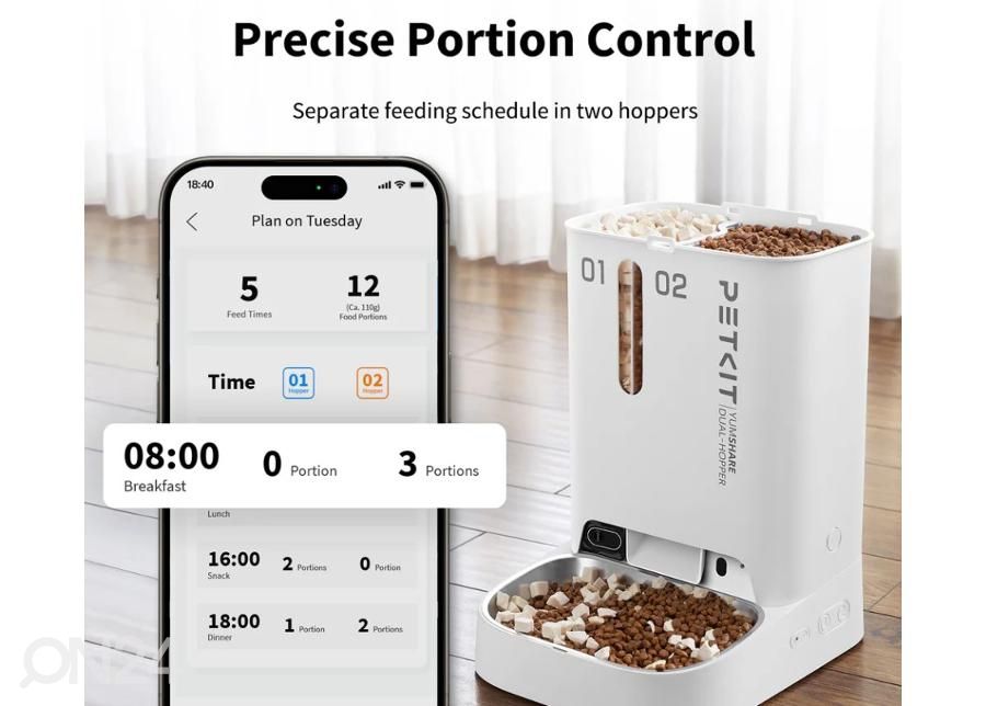Älykäs lemmikkien ruokinta-automaatti kameralla Petkit P591 YumShare 2+3 L kuvasuurennos