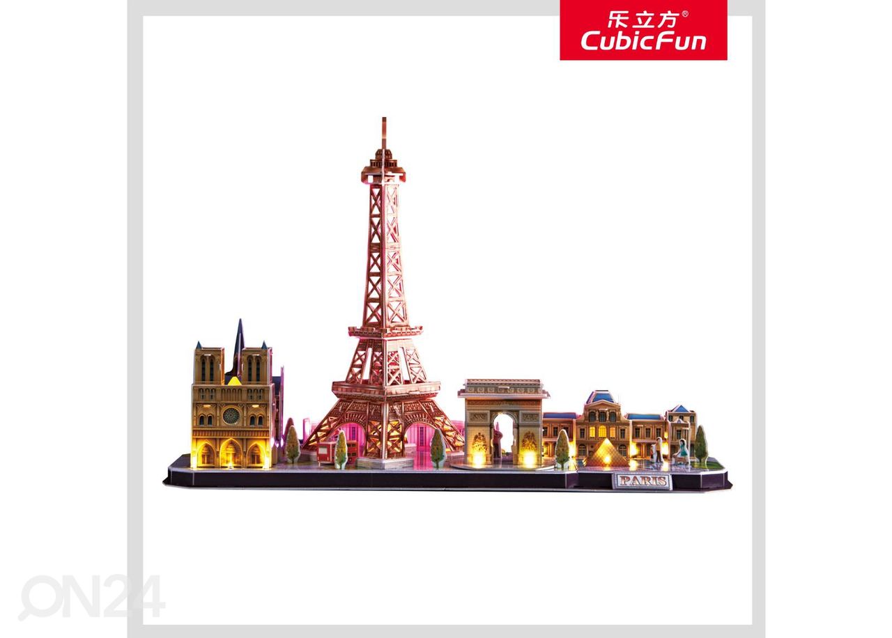 CUBICFUN 3D Palapeli LED valoilla City Line Pariisi kuvasuurennos