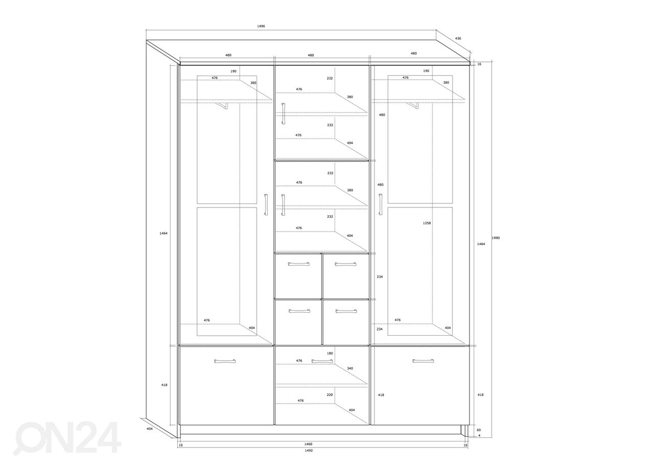 Eteiskaappi 150 cm kuvasuurennos