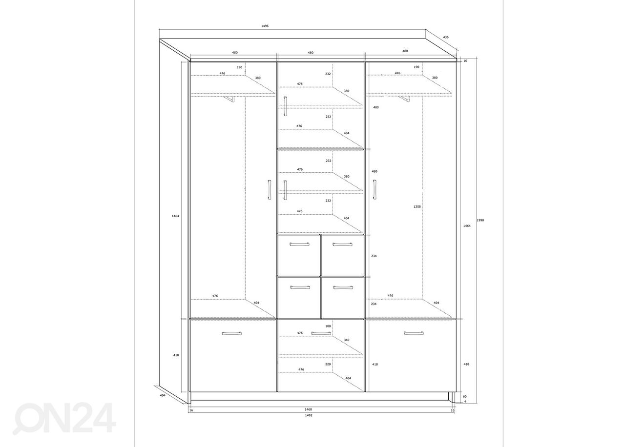 Eteiskaappi 150 cm kuvasuurennos