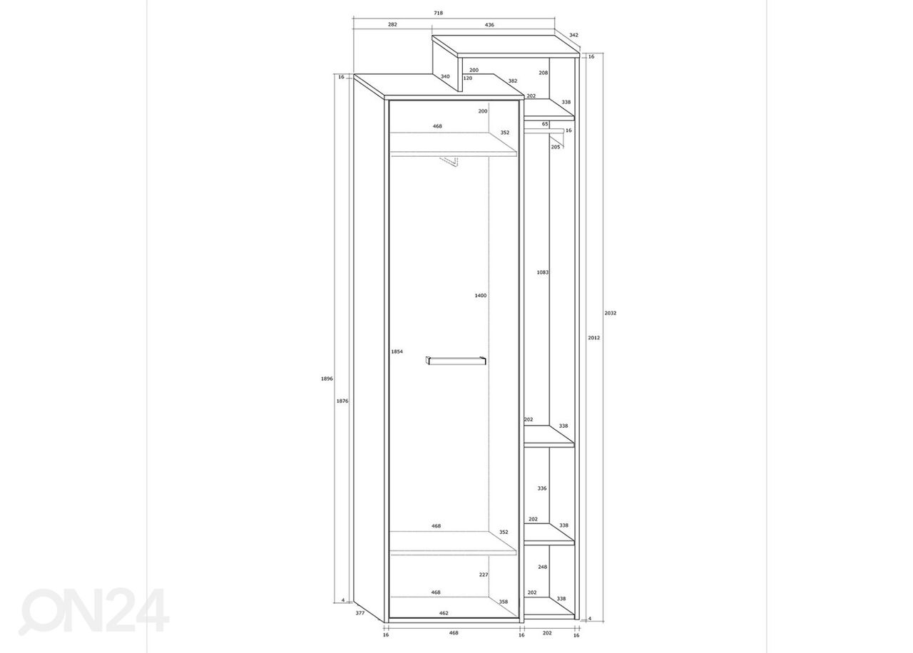 Eteiskaappi 72 cm kuvasuurennos