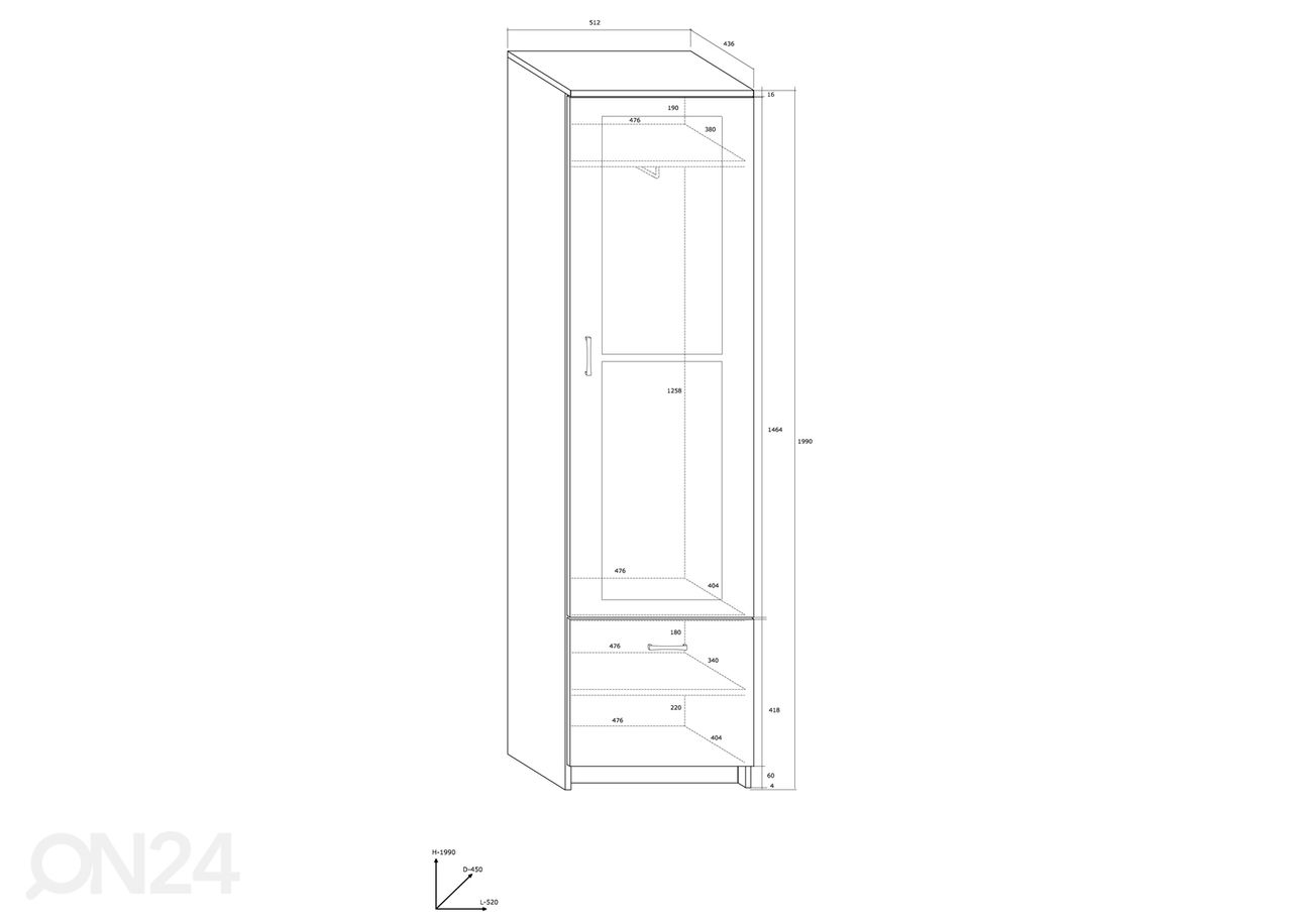 Eteiskaappi / vaatekaappi 52 cm kuvasuurennos