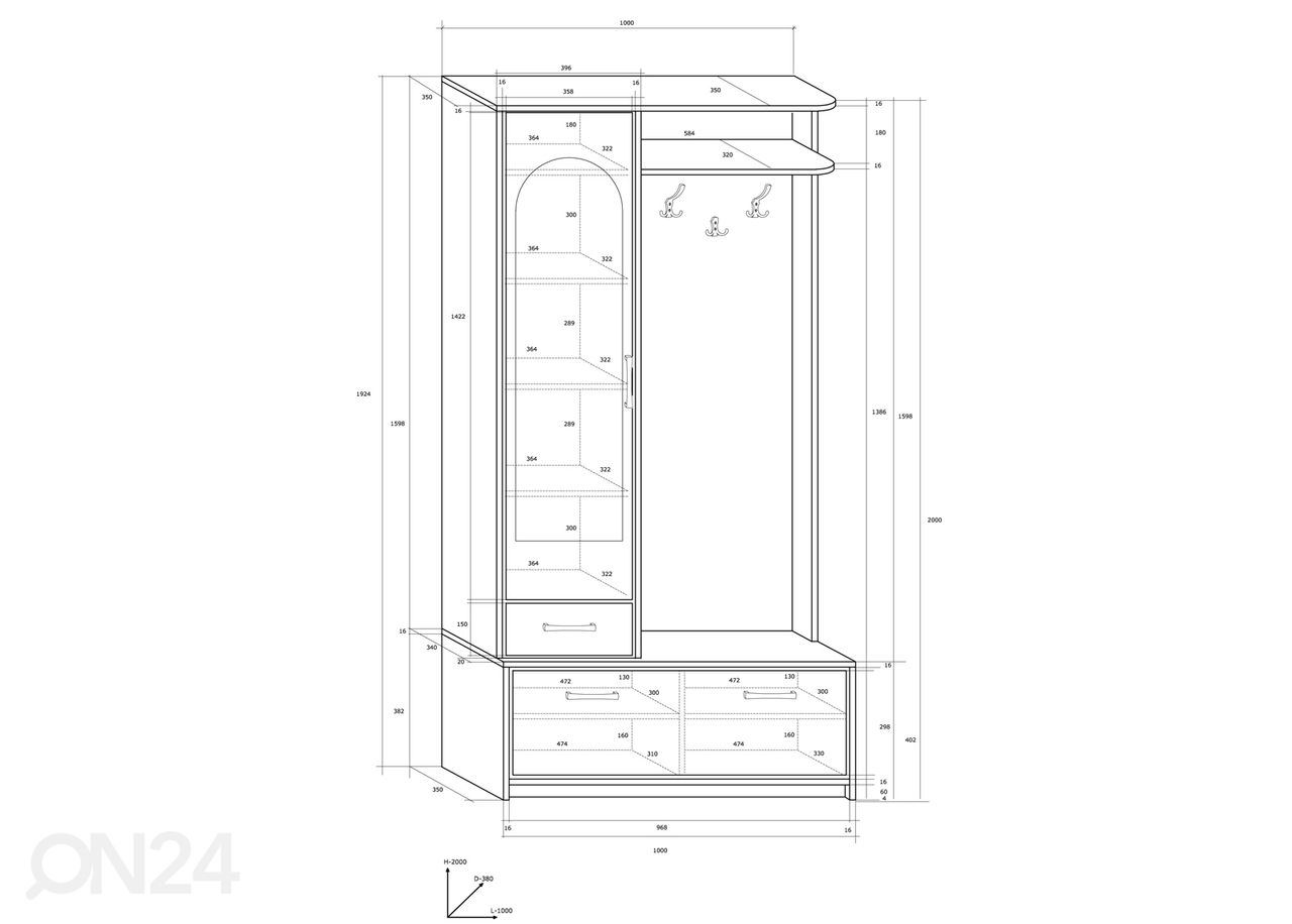 Eteiskaluste 100 cm kuvasuurennos