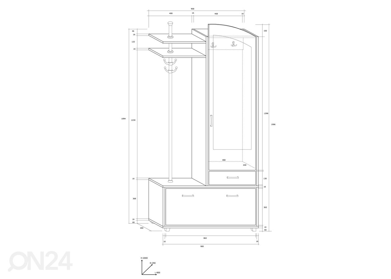 Eteiskaluste 91 cm kuvasuurennos