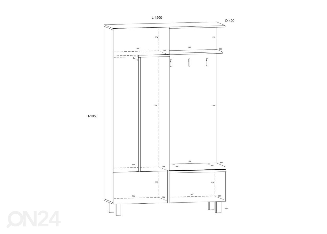 Eteiskaluste Youghal 120 cm kuvasuurennos