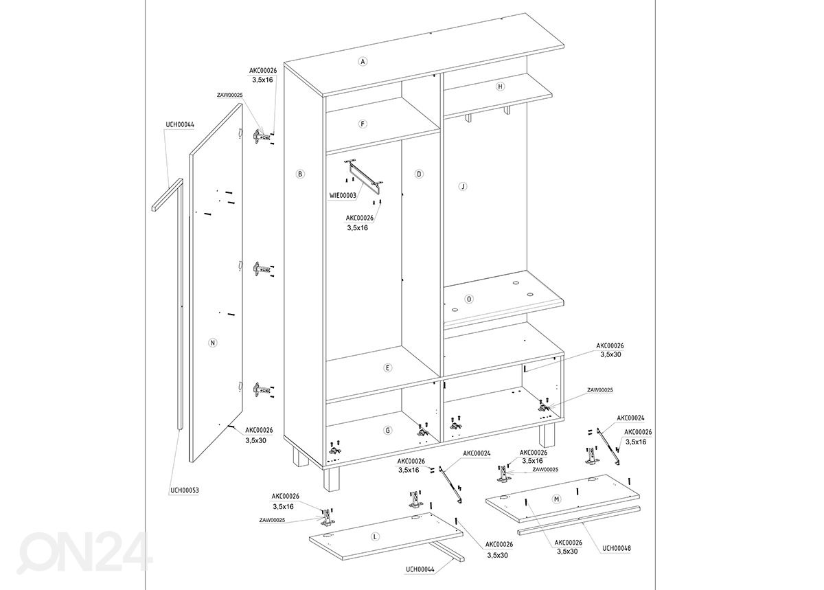 Eteiskaluste Youghal 120 cm kuvasuurennos