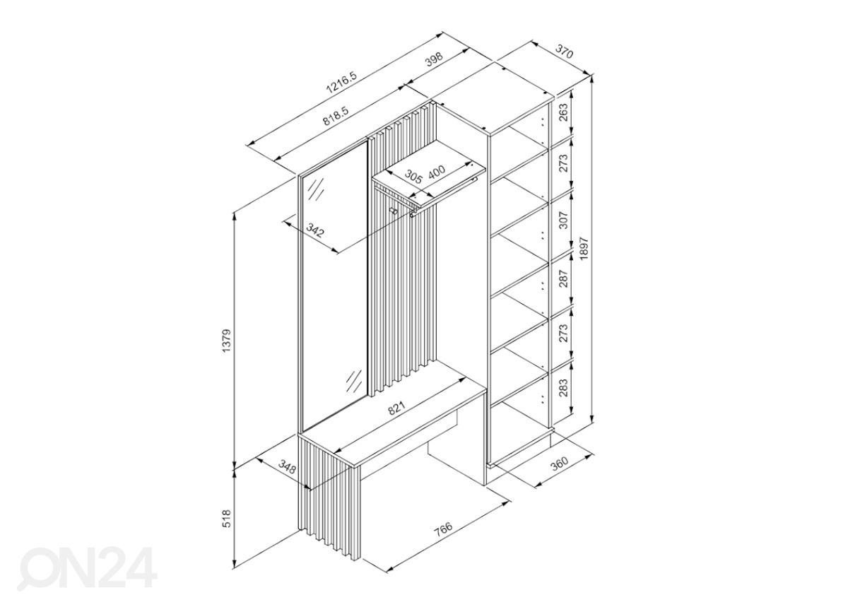 Eteiskalusteet Medan 122 cm kuvasuurennos