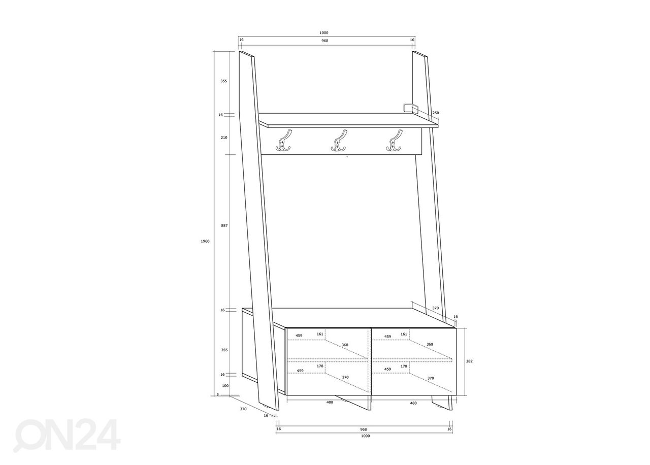 Eteisnaulakko 100 cm kuvasuurennos