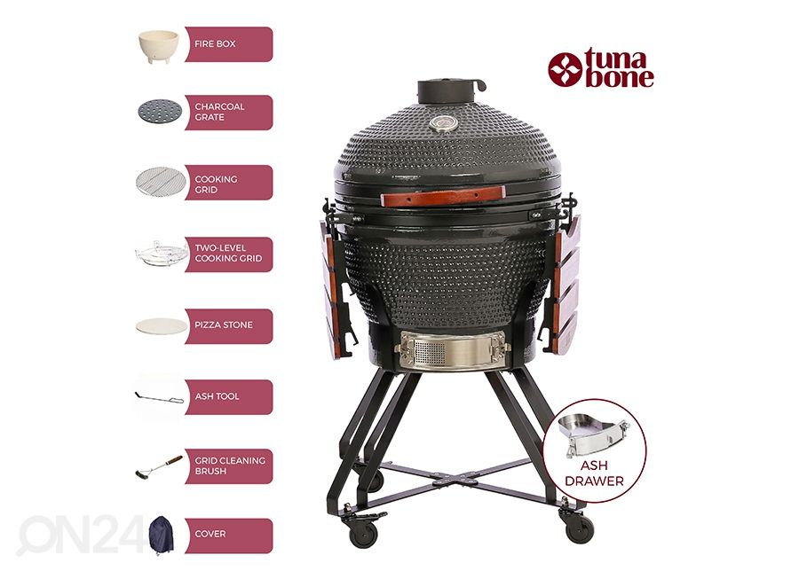 Grilli TunaBone Kamado Pro TBG24GRAY-02, 24", tummanharmaa kuvasuurennos