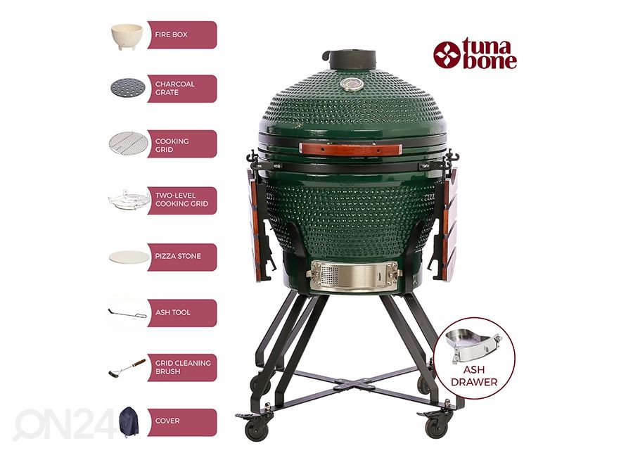 Grilli TunaBone Kamado Pro TBG24GREEN-02, 24", vihreä kuvasuurennos