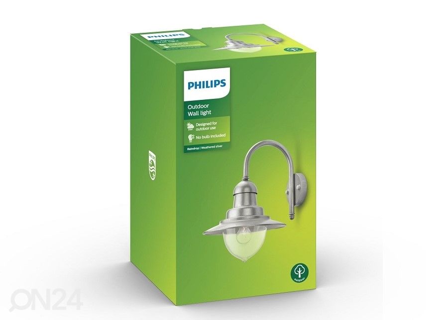 Hopeanvärinen Philips Raindrop seinävalaisin 1xE27 kuvasuurennos