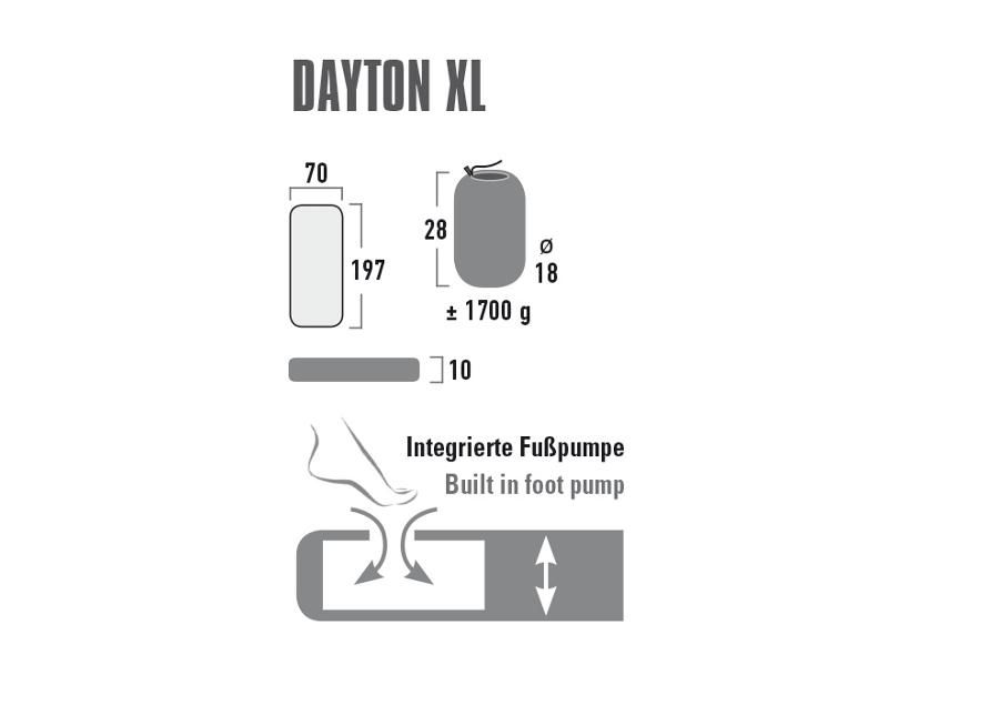 Ilmapatja Dayton XL 197x70x10 cm tummanharmaa High Peak kuvasuurennos