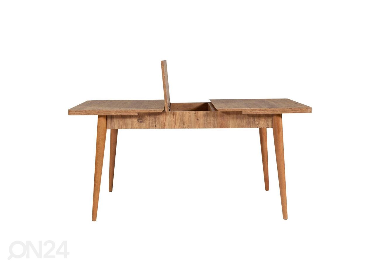 Jatkettava ruokapöytä 80x130-165 cm + 2 tuolia + penkki kuvasuurennos