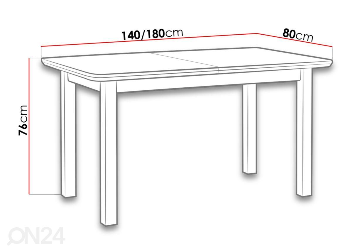 Jatkettava ruokapöytä 80x140-180 cm + 6 tuolia kuvasuurennos