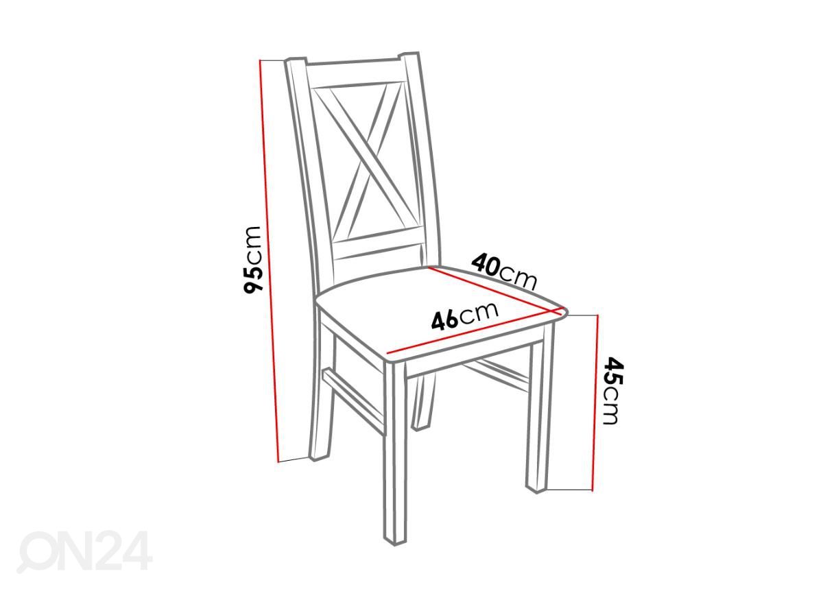 Jatkettava ruokapöytä 80x140-195 cm + 6 tuolia kuvasuurennos