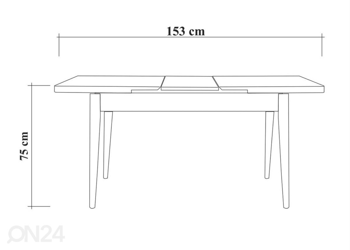 Jatkettava ruokapöytä Juta 120-150x75 cm kuvasuurennos