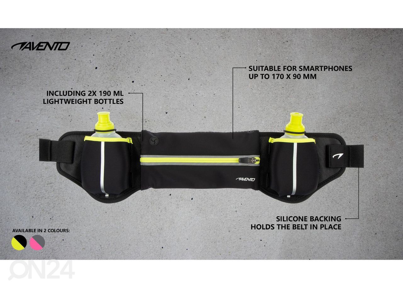 Juoksuvyö 2:lla juomapullolla Avento kuvasuurennos
