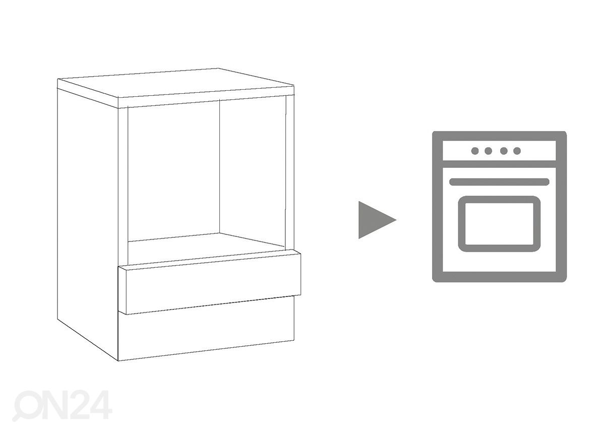 Keittiön alakaappi Zamora integroitavalle uunille kuvasuurennos