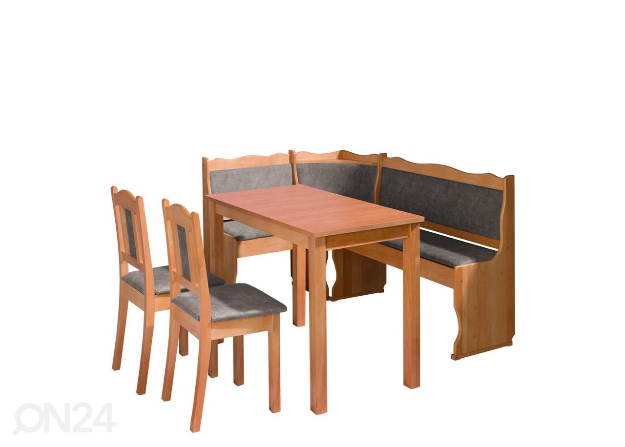 Keittiön kulmapenkki, tuolit ja pöytä kuvasuurennos
