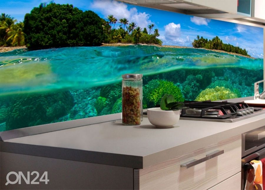 Keittiön välitila Coral Reef 180x60 cm kuvasuurennos