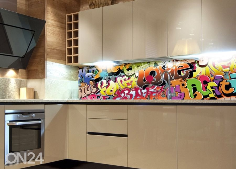 Keittiön välitila Graffiti 180x60 cm kuvasuurennos