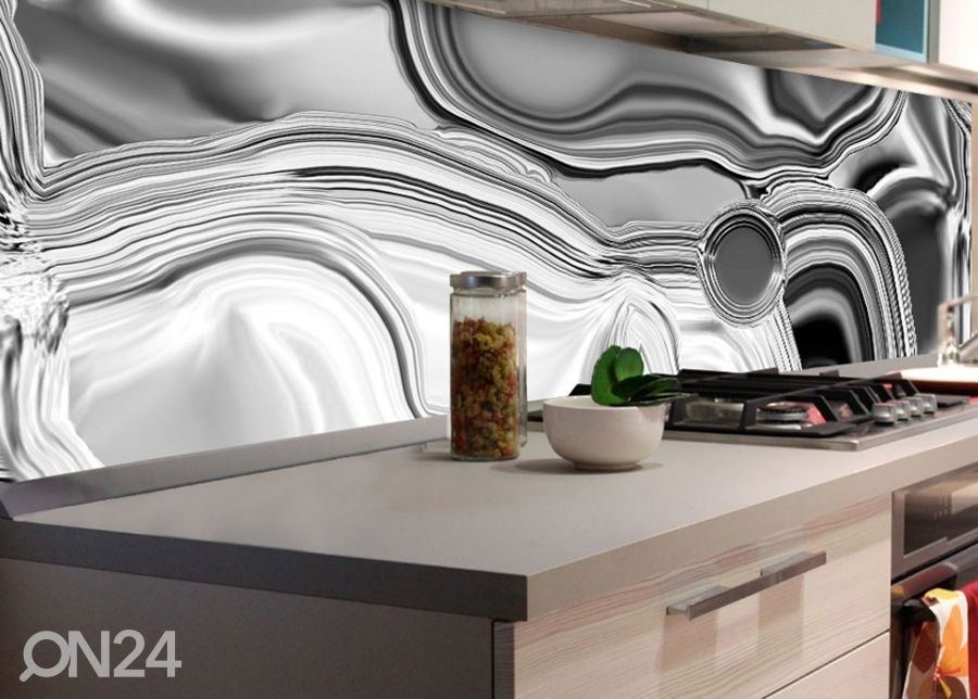 Keittiön välitila Liquid chrome silver 180x60 cm kuvasuurennos