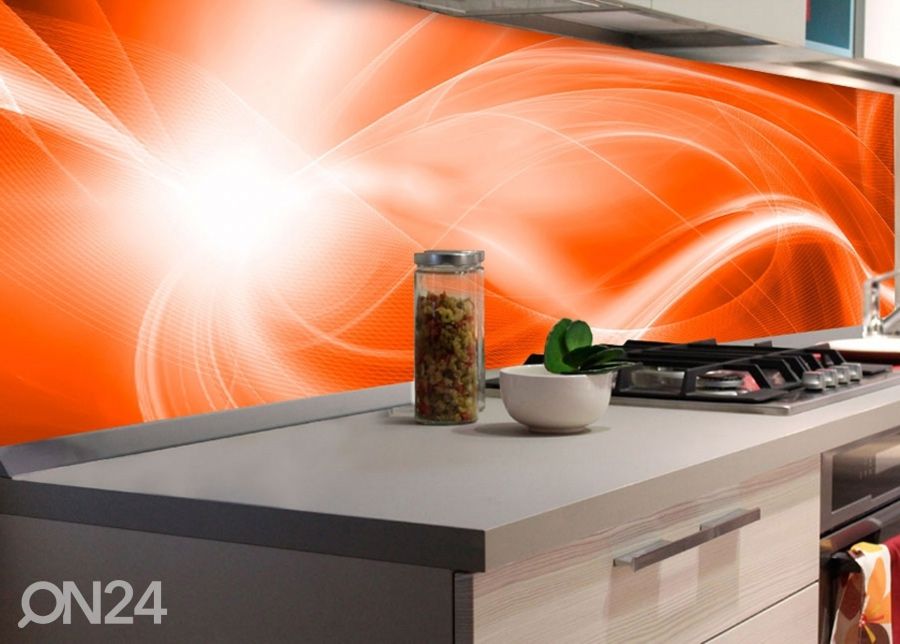 Keittiön välitila Orange abstract 180x60 cm kuvasuurennos