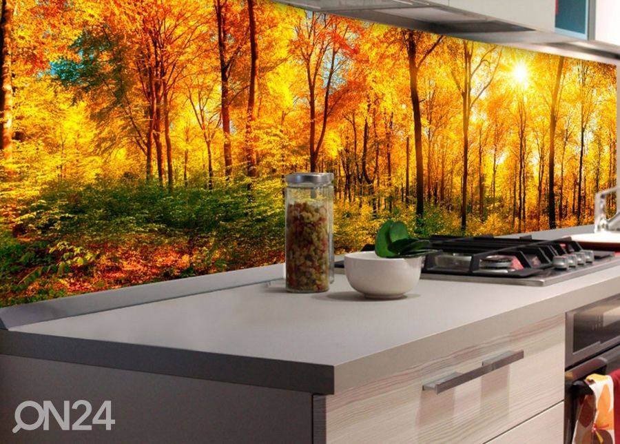 Keittiön välitila Sunny forest 180x60 cm kuvasuurennos